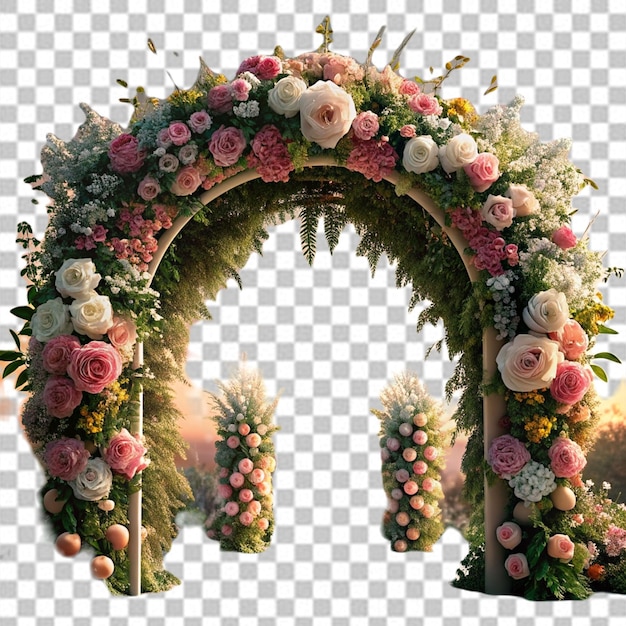 PSD des arches florales uniques pour la vente de sar de nombreuses décorations isolées sur un fond transparent