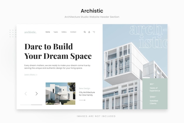 PSD archistic minimalist architecture studio hero section