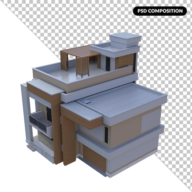 PSD architecture de maison rendu 3d isolé