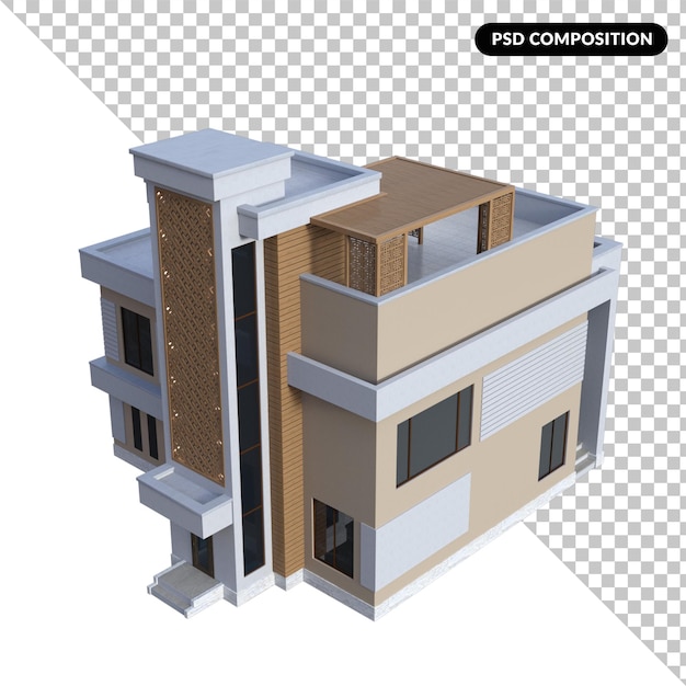 PSD architecture de maison rendu 3d isolé