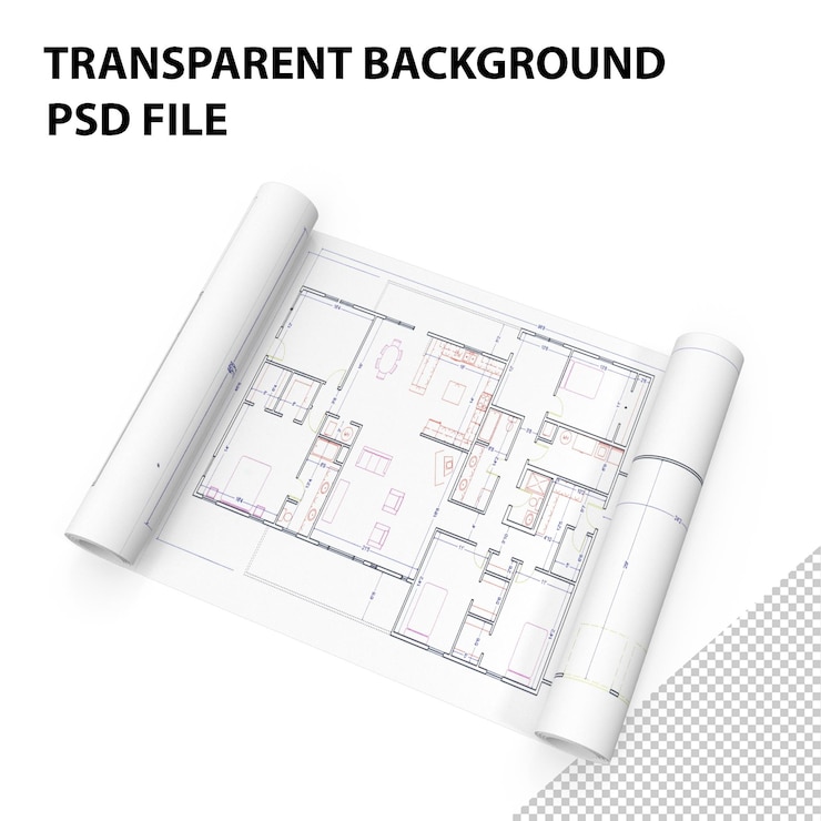 PSD l'architecture des rouleaux et le plan png