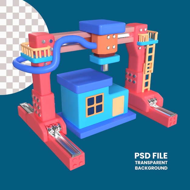PSD architektur 3d-drucker 3d-illustrationssymbol