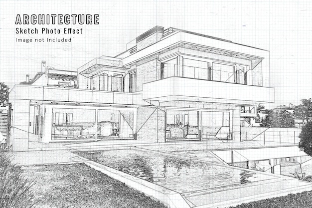 Architektur Blaupause Skizze Fotoeffekt Mockup