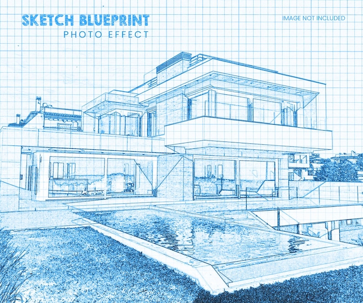 PSD architektur-skizzen-kunst-photoshop-effekt