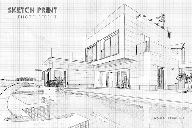 Architektur-Skizzen-Kunst-Photoshop-Effekt