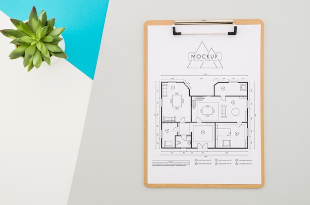 PSD architekturansicht der draufsicht mit modell