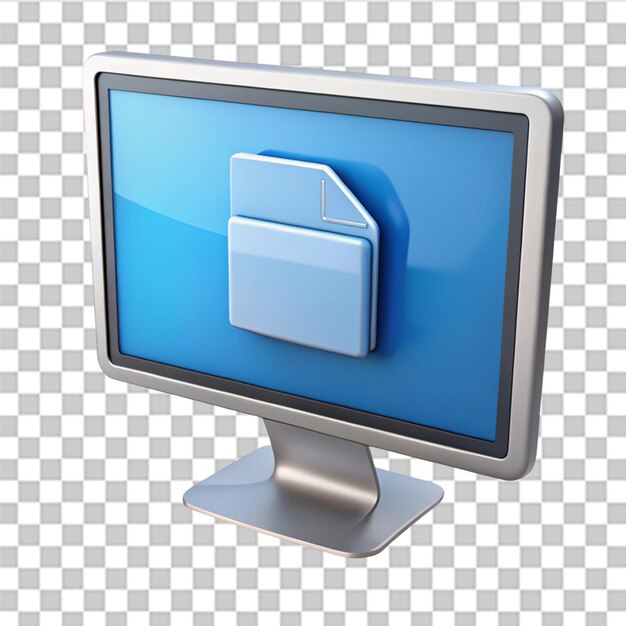 Archivo 3D con icono de monitor de computadora aislado en un fondo transparente