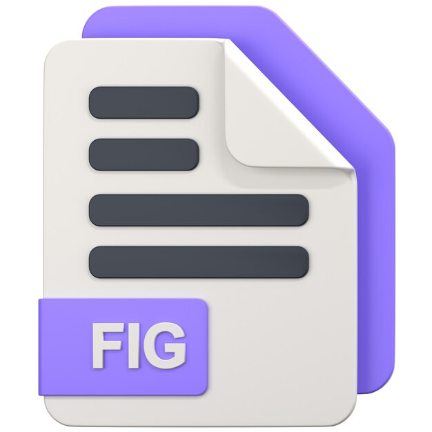 Archivo blanco con extensión figma Ilustración de icono 3D de estilo Low Poly