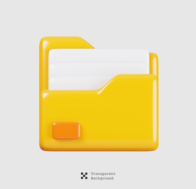 Archivo de carpeta aislado Concepto de conjunto de iconos de interfaz de usuario general 3D Render ilustración