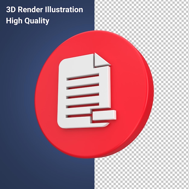 PSD archivo de documento 3d en círculo rojo