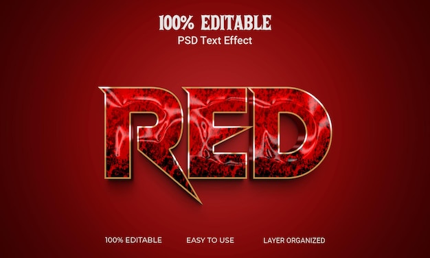 Archivo editable de efecto de texto 3d rojo