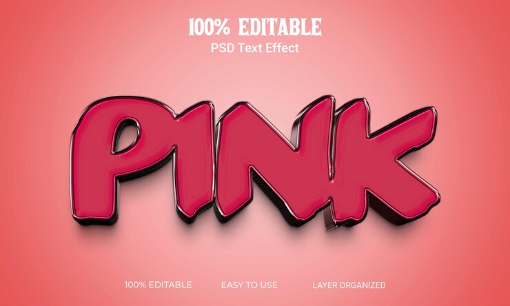 PSD archivo editable de efecto de texto 3d rosa