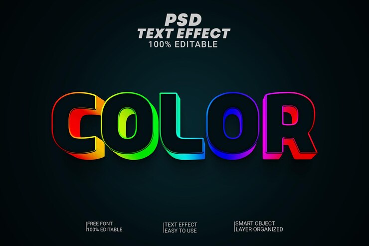 PSD archivo editable psd de estilo de texto 3d en color