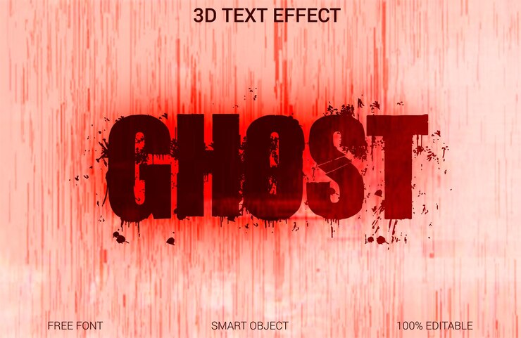 PSD archivo de efecto de texto 3d fantasma