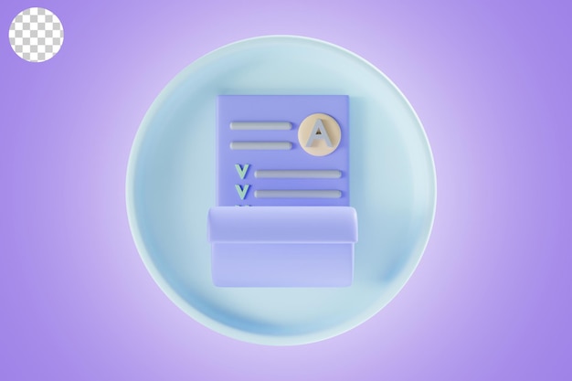 archivo icono de regreso a la escuela 3d render con tema de círculo púrpura