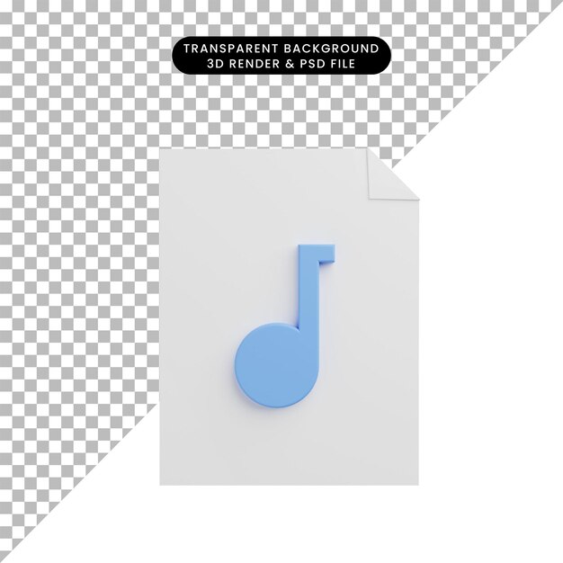 PSD archivo de papel de icono de ilustración 3d con icono de música