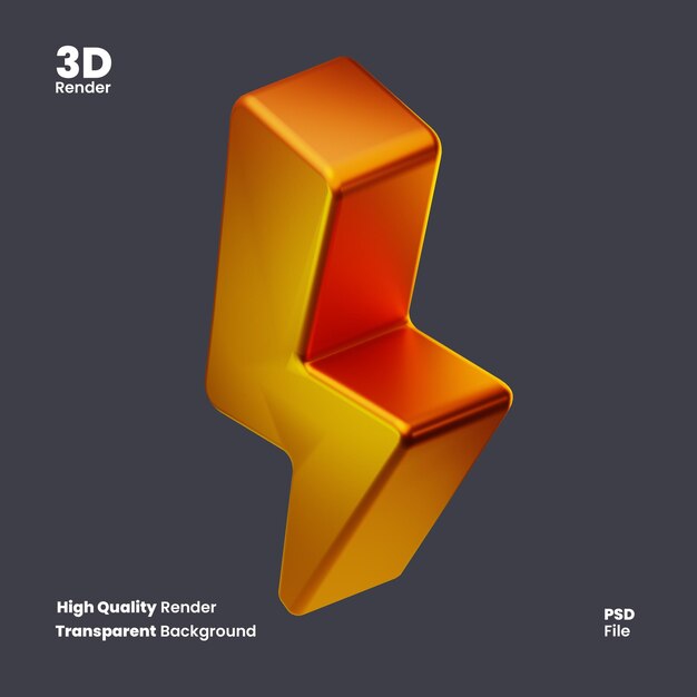 Archivo PSD 3d render icono rayo