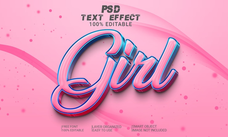 PSD archivo psd de chica con efecto de texto 3d