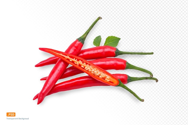 Archivo PSD con cinco pimientos rojos