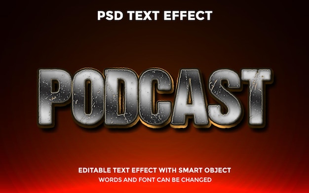 archivo psd editable de efecto de texto de podcast