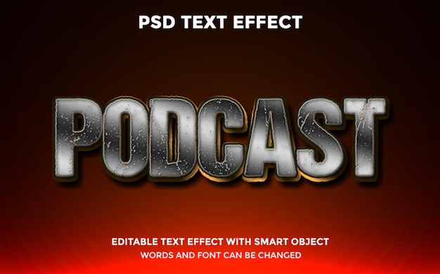 Archivo psd editable de efecto de texto de podcast