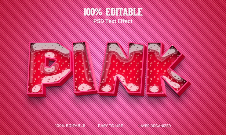 PSD archivo psd editable de estilo de efecto de texto 3d rosa