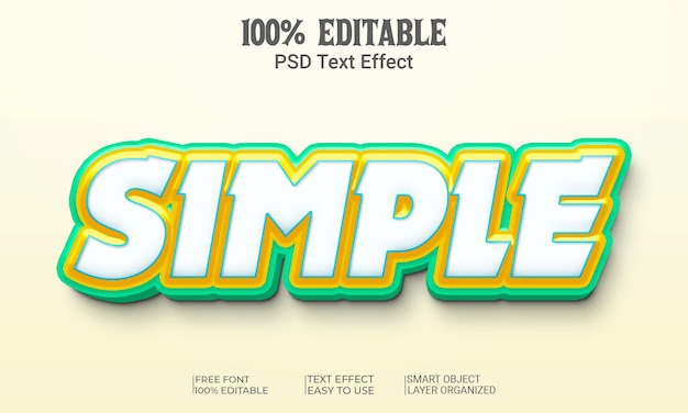 Archivo PSD editable de estilo de efecto de texto 3D simple