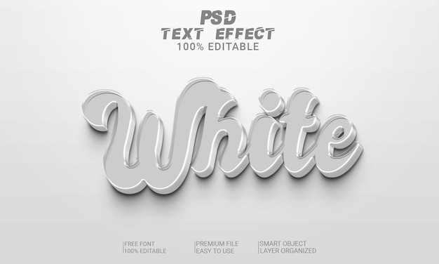 Archivo psd de efecto de texto 3d blanco