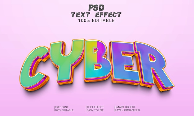Archivo PSD de efecto de texto 3D cibernético