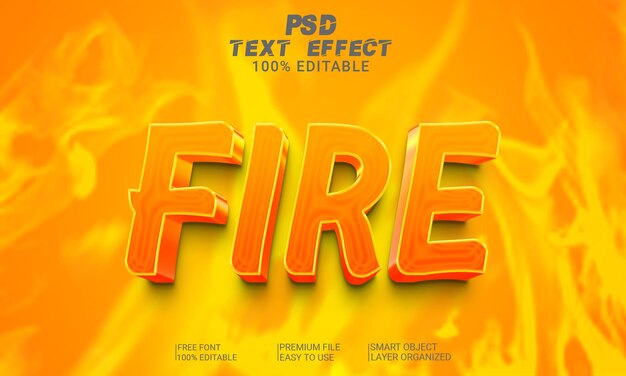 Archivo psd de efecto de texto 3d de fuego