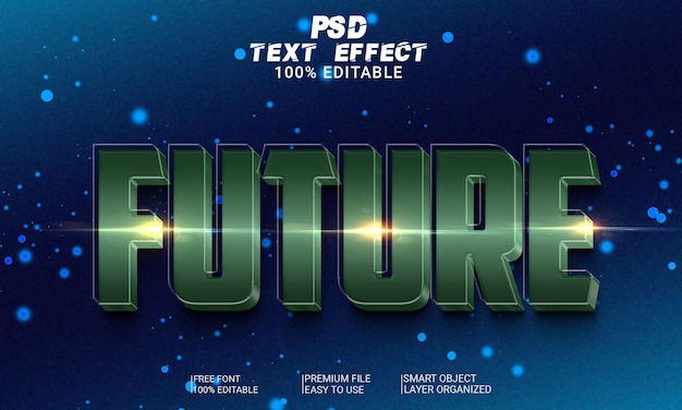 Archivo PSD de efecto de texto 3D futuro