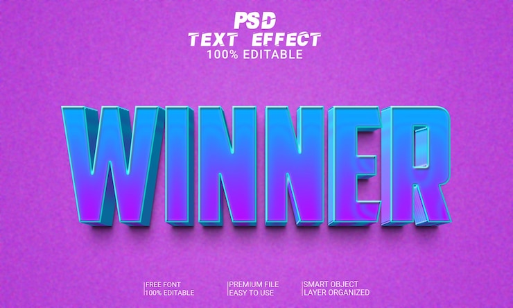 PSD archivo psd de efecto de texto 3d ganador