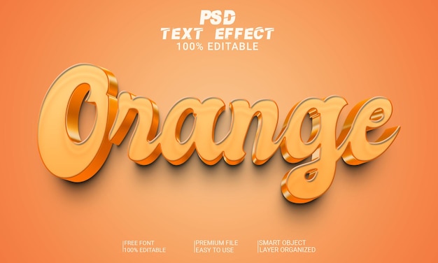 Archivo psd de efecto de texto 3d naranja