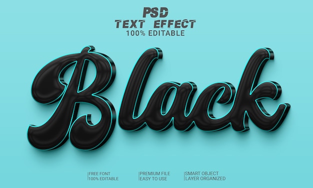 Archivo psd de efecto de texto 3d negro