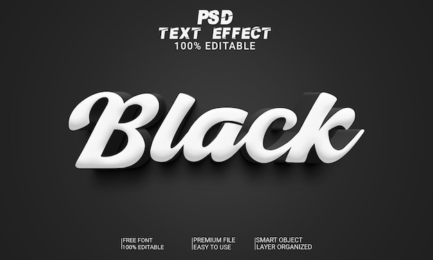 Archivo PSD de efecto de texto 3D negro