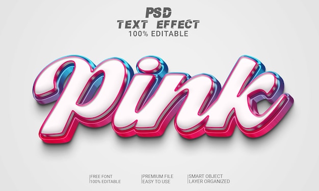 Archivo psd de efecto de texto 3d rosa