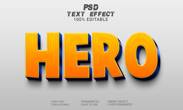 Archivo psd de efecto de texto hero 3d