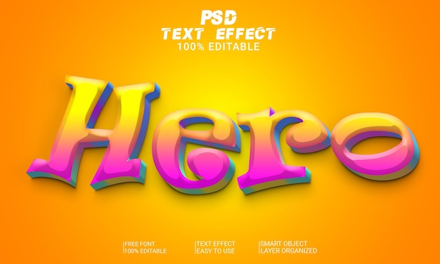 Archivo psd de efecto de texto hero 3d