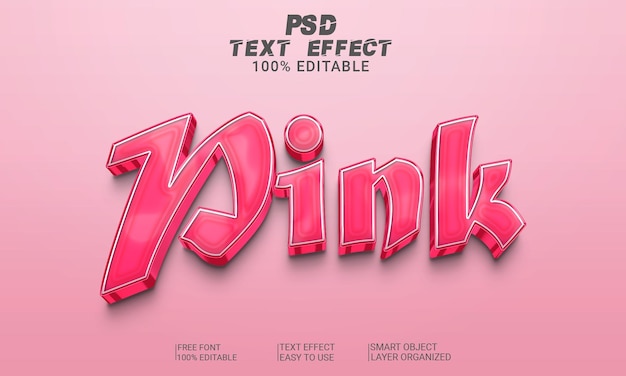 Archivo psd de estilo de efecto de texto 3d rosa