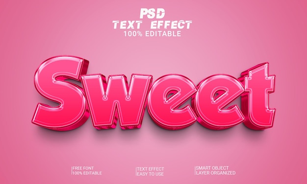 Archivo psd de estilo de efecto de texto editable 3d dulce