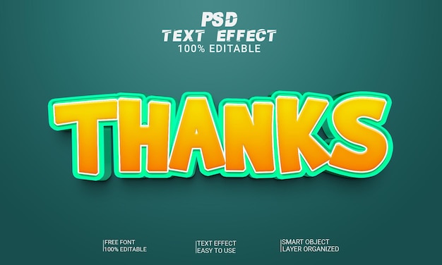 Archivo PSD de estilo de efecto de texto editable en 3d gracias