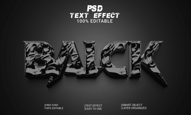 Archivo psd de estilo de efecto de texto editable en 3d negro