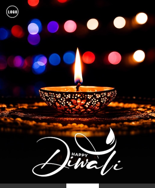 PSD archivo psd feliz diwali o lámpara de arcilla en el fondo de color