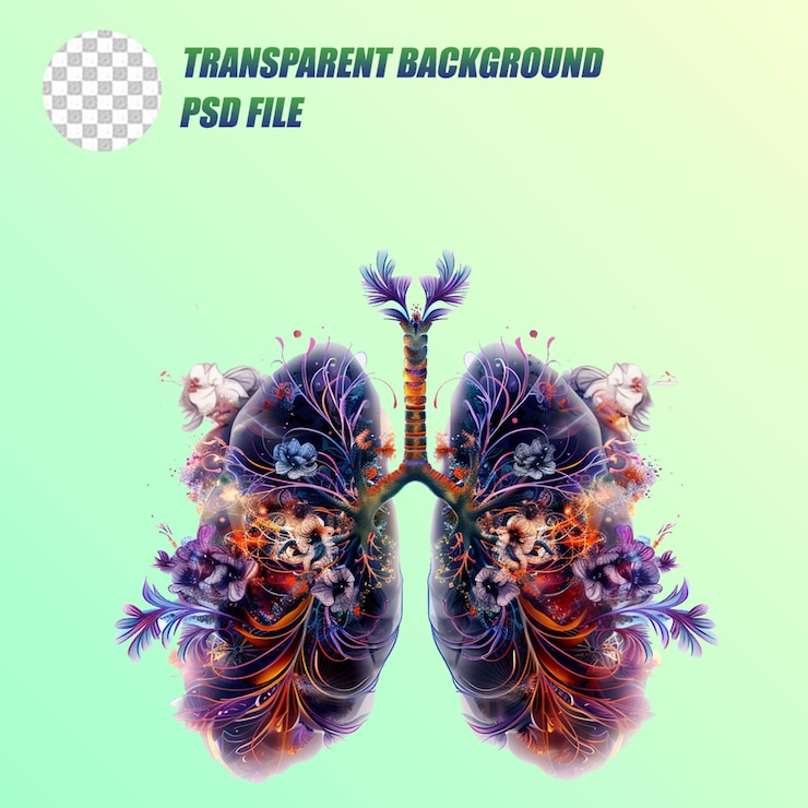 PSD archivo psd de fondo transparente png ilustrado en 3d para el pulmón