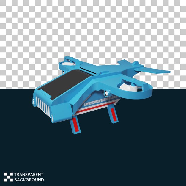 Archivo psd gratis 3d render ambulancia drone azul