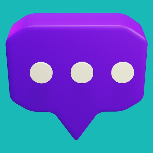 PSD archivo psd gratis chat de burbujas de renderizado 3d con forma de caja morada y 3 puntos