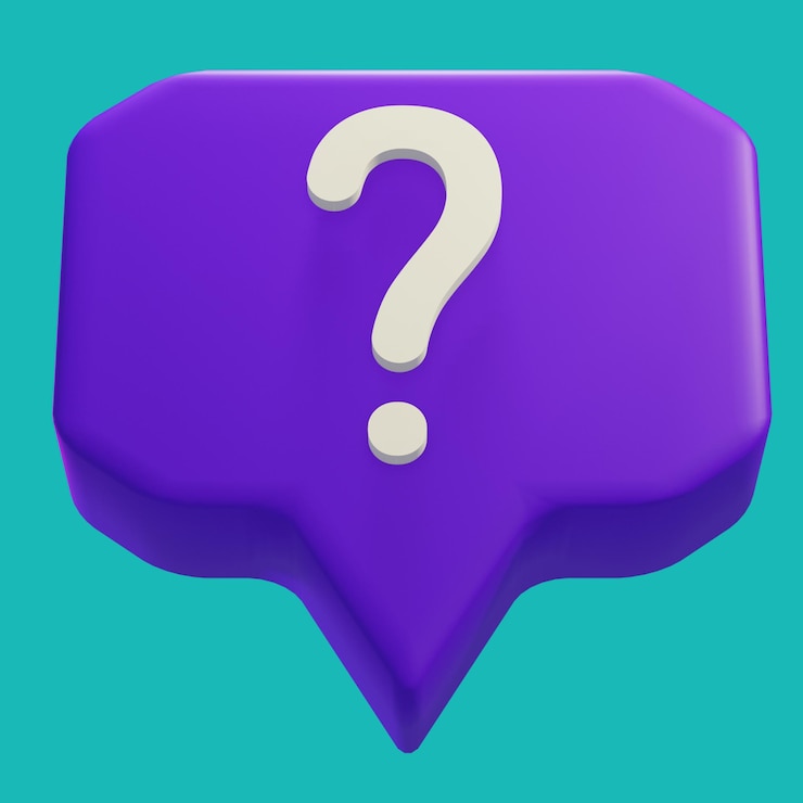 PSD archivo psd gratis chat de burbujas de renderizado 3d con forma de caja morada y marca de queston