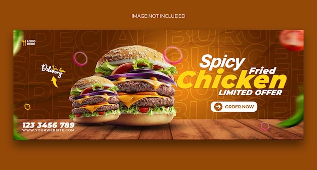 Archivo psd gratis deliciosa hamburguesa y menú de comida plantilla de portada de facebook