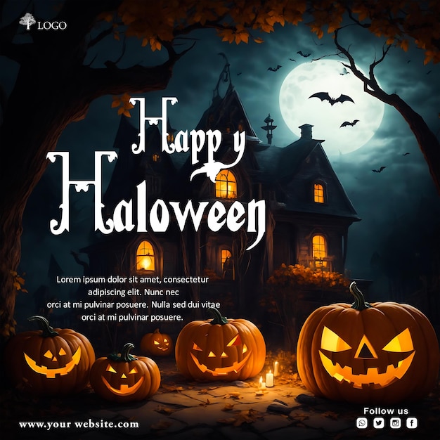 PSD archivo psd gratis diseño de publicación de redes sociales de halloween