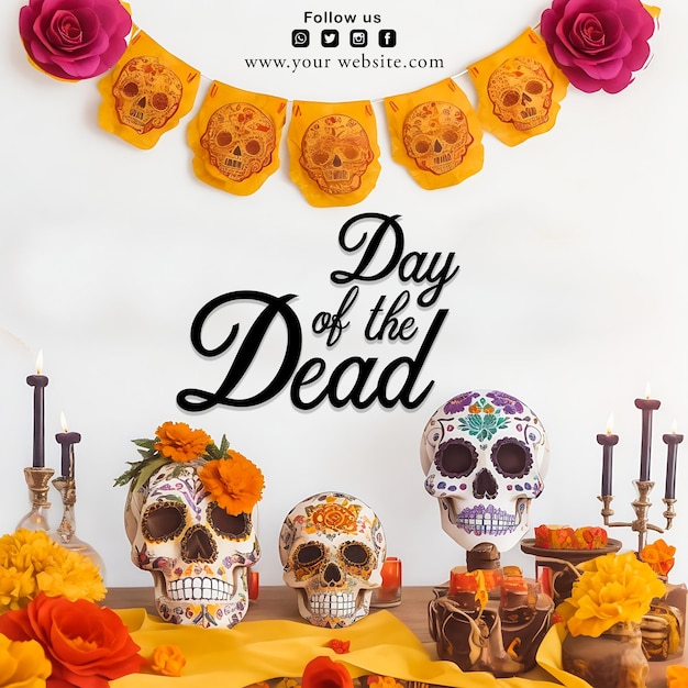 PSD archivo psd gratis diseño de publicaciones en redes sociales del día de muertos